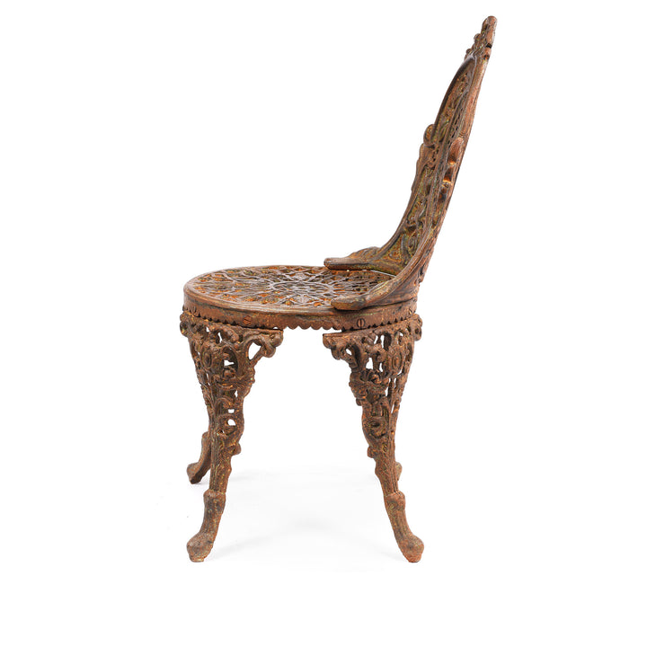 Profile View Of Outdoor Cast Iron Victorian Style Garden Chair | Indigo Antiques
