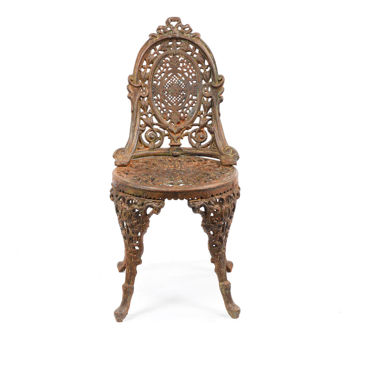 Front View Of Outdoor Cast Iron Victorian Style Garden Chair | Indigo Antiques