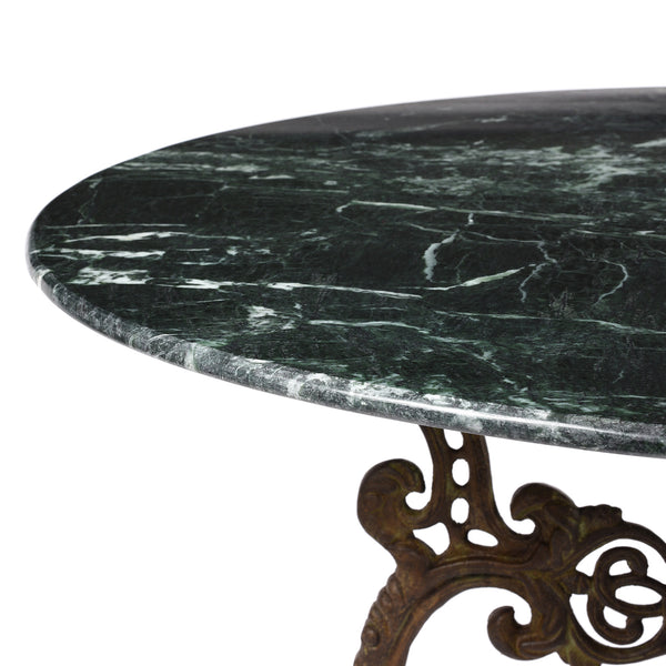 Green Marble Round Table With Cast Iron Base