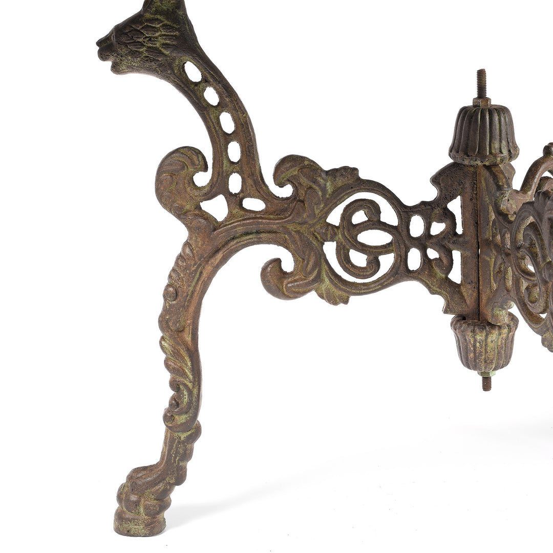 Green Marble Round Table With Cast Iron Base