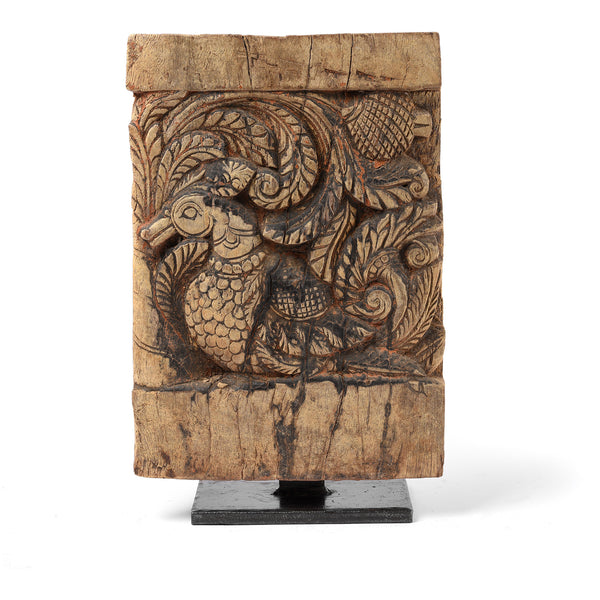 Carved Indian Peacock Panel From A Ratha Yatra Chariot - 19thC Carved Indian Peacock Panel From A Ratha Yatra Chariot - 19thC