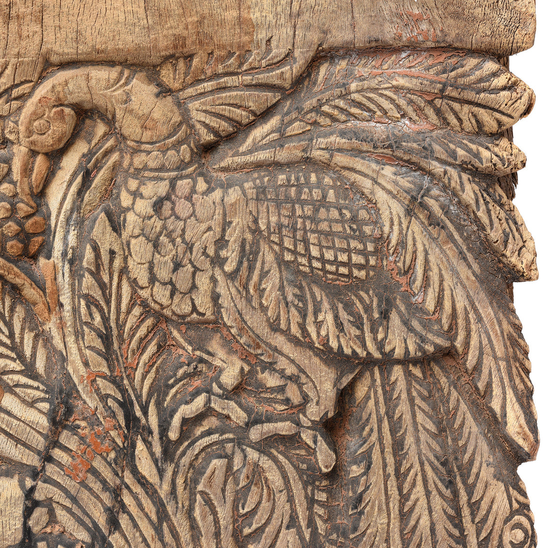 Carving Detail From Carved Peacock Panel From A Ratha Yatra Chariot - 19thC | Indigo Antiques