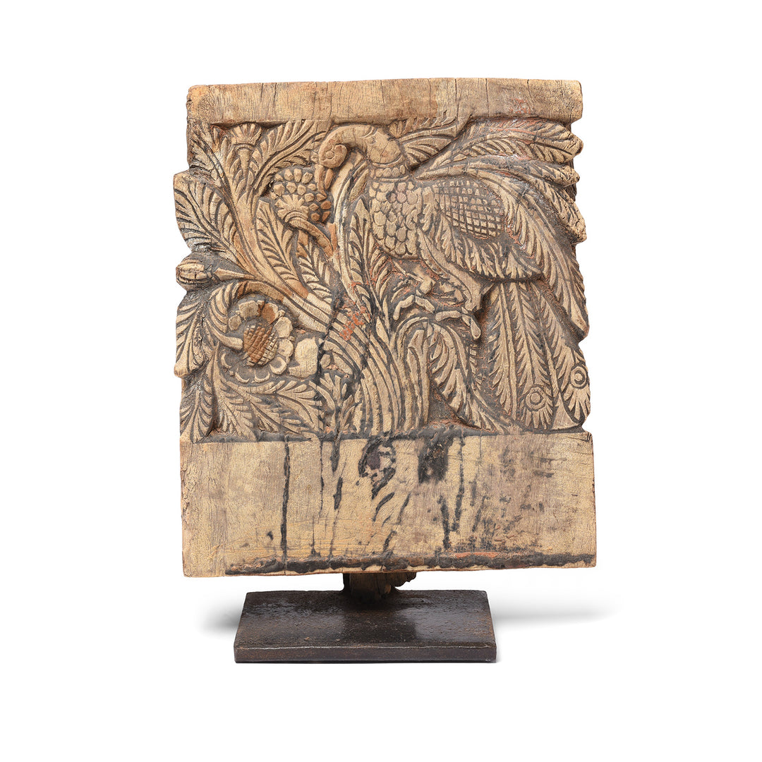 Carved Peacock Panel From A Ratha Yatra Chariot - 19thC | Indigo Antiques