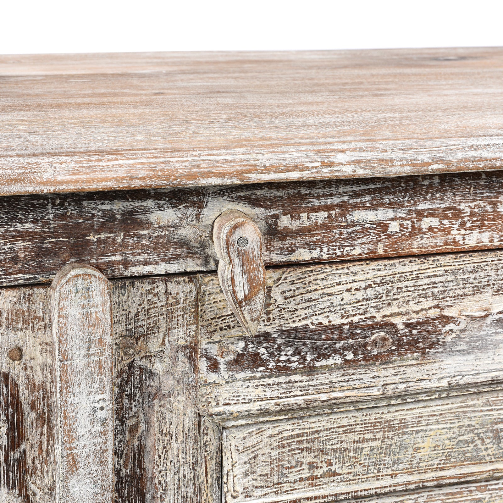 Latch Detail From Painted Indian Louvre Cabinet Made From Reclaimed Teak | Indigo Antiques