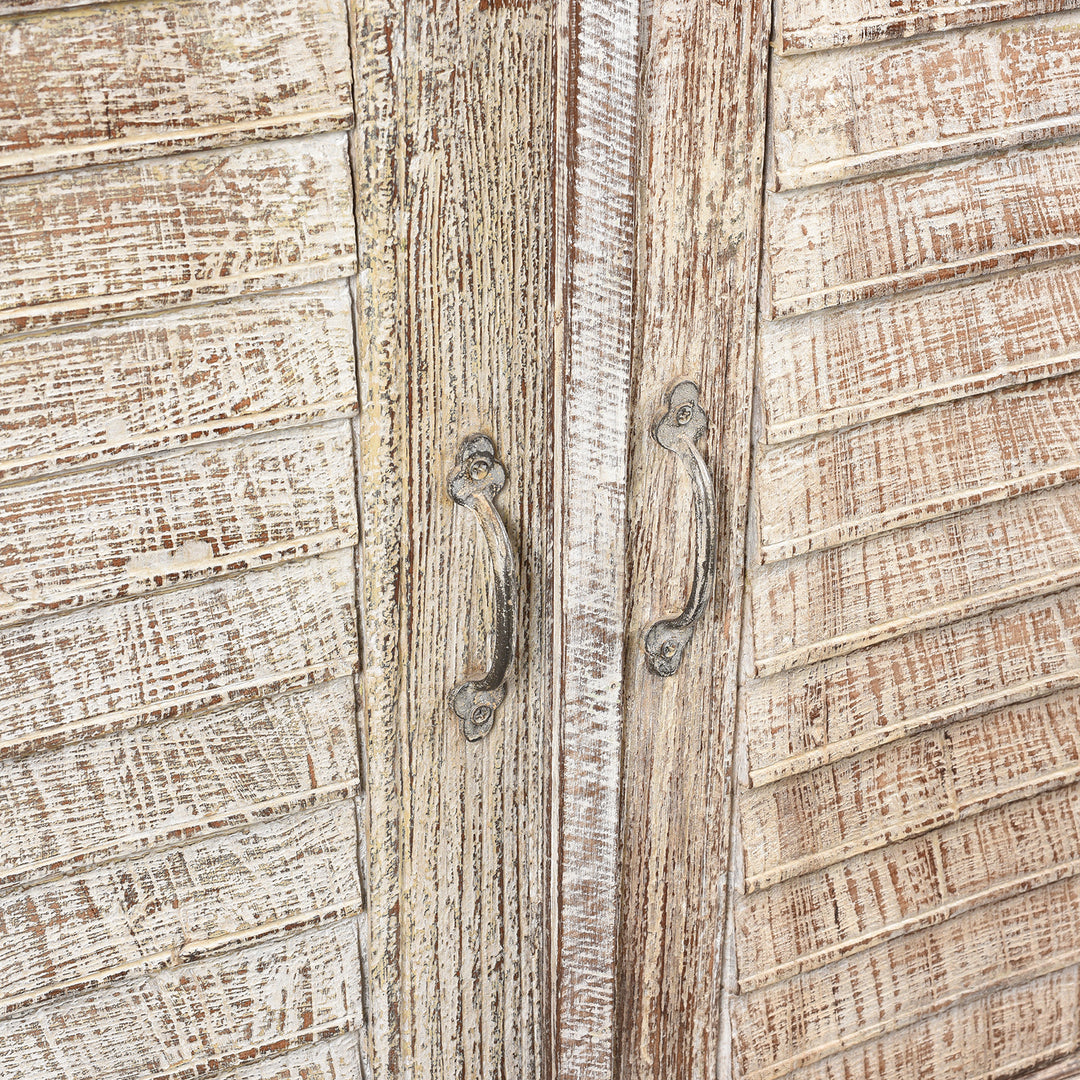 Handle Detail From Reclaimed Indian Louvre Sideboard With Paint Finish | Indigo Antiques