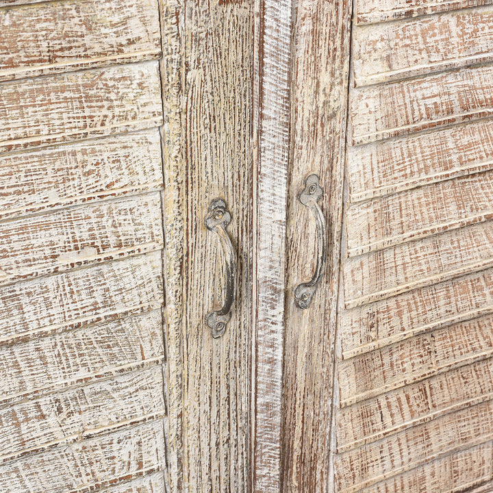 Handle Detail From Reclaimed Indian Louvre Sideboard With Paint Finish | Indigo Antiques