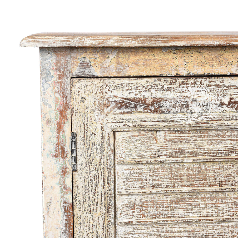Corner Detail From Reclaimed Indian Louvre Sideboard With Paint Finish | Indigo Antiques