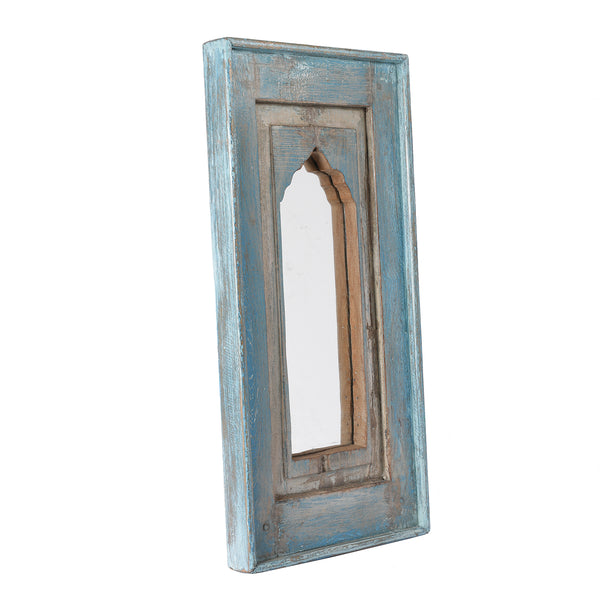 Indian Mihrab Mirror Made From An Old Teak Panel (31 x 61cm)