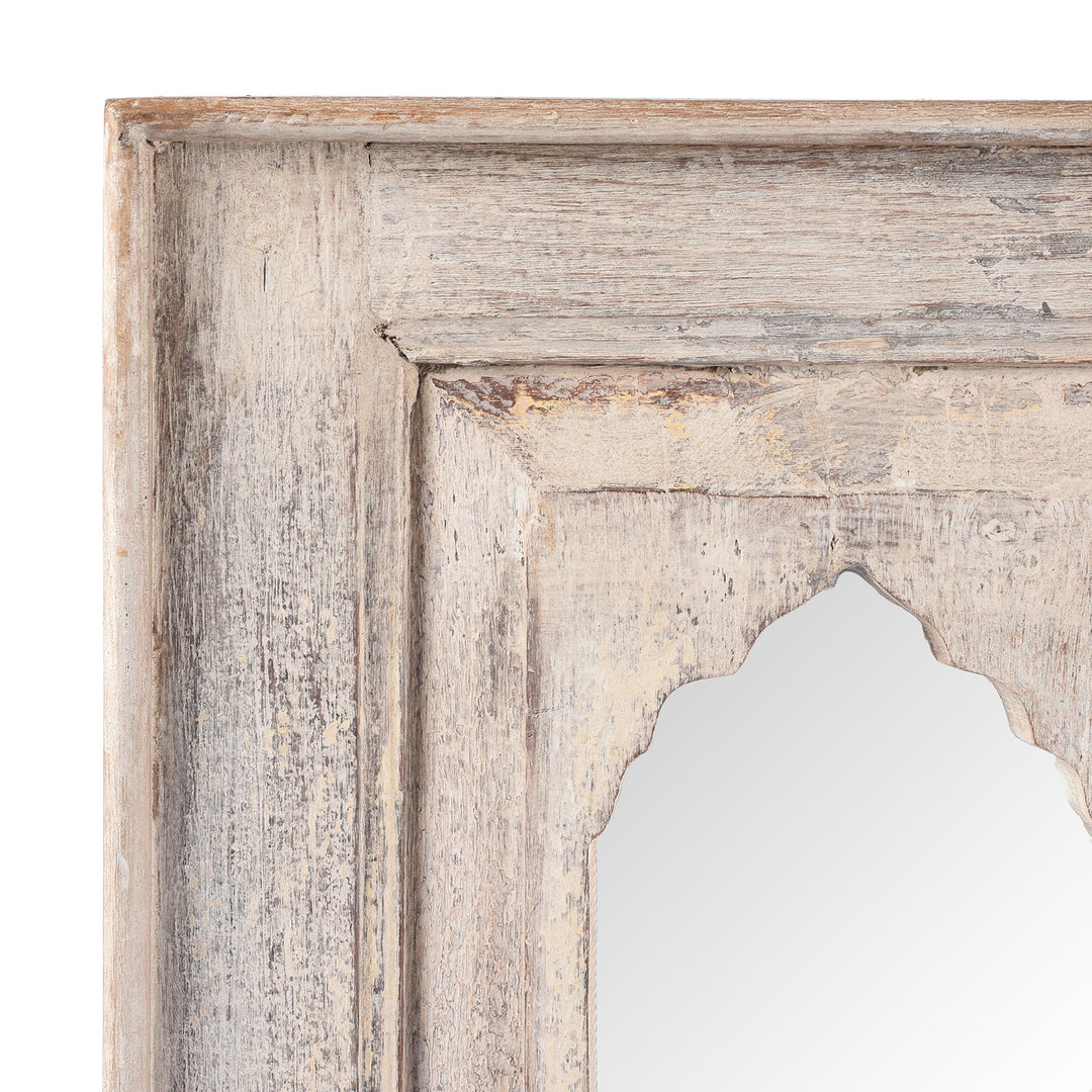 Corner Detail From Indian Mihrab Mirror Made From Old Teak (35 x 58.5cm) | Indigo Antiques