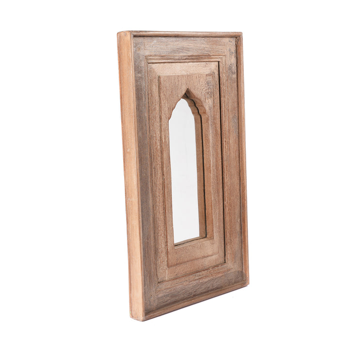 Brown Small Indian Mihrab Mirror Made From Old Teak | Indigo Antiques
