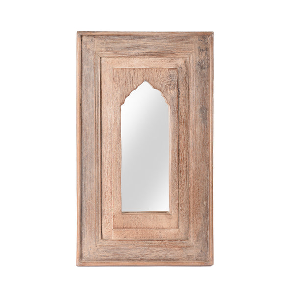 Indian Mihrab Mirror Made From An Old Teak Panel (35 x 60cm)