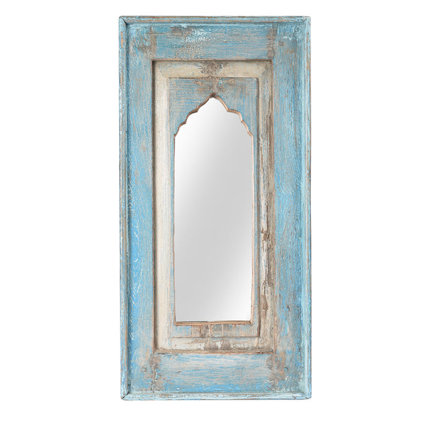 Indian Mihrab Mirror Made From An Old Teak Panel (31 x 61cm)