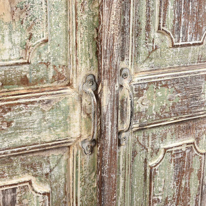 Handle Detail From 2 Door Indian Cabinet Made From Reclaimed Teak | Indigo Antiques