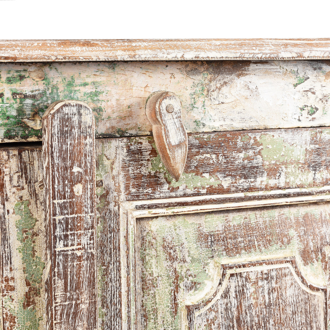 Latch Detail From 2 Door Indian Cabinet Made From Reclaimed Teak | Indigo Antiques