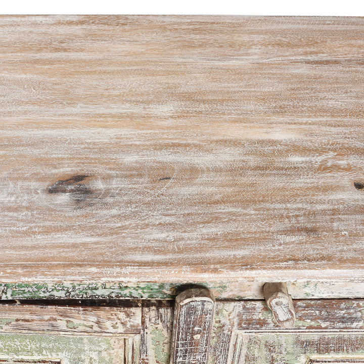 Surface Top Detail From 2 Door Indian Cabinet Made From Reclaimed Teak | Indigo Antiques