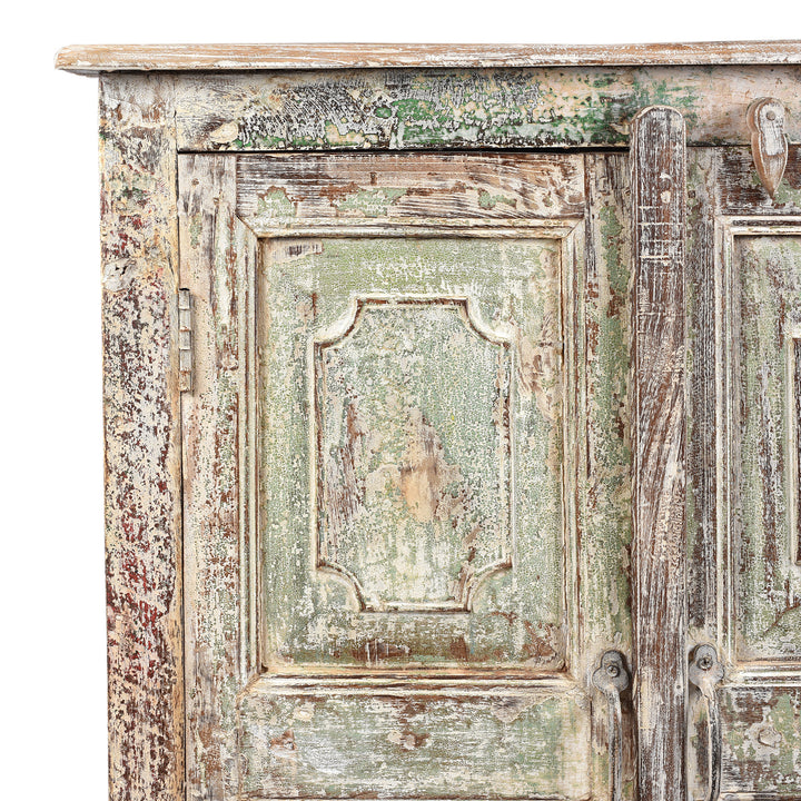 Corner Detail From 2 Door Indian Cabinet Made From Reclaimed Teak | Indigo Antiques