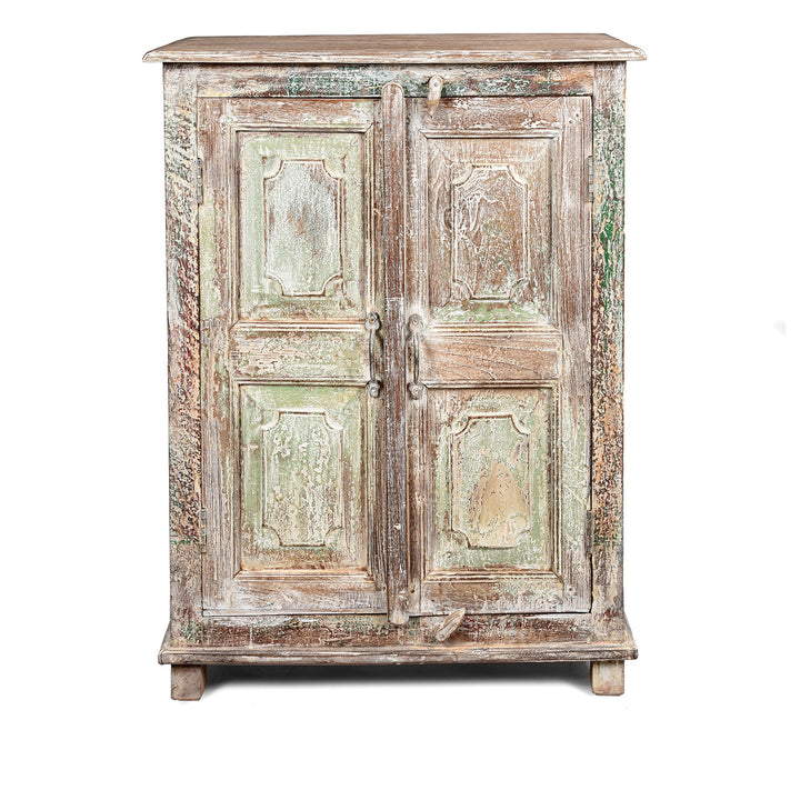 Reclaimed 2 Door Indian Teak Sideboard With Original Paint | Indigo Antiques