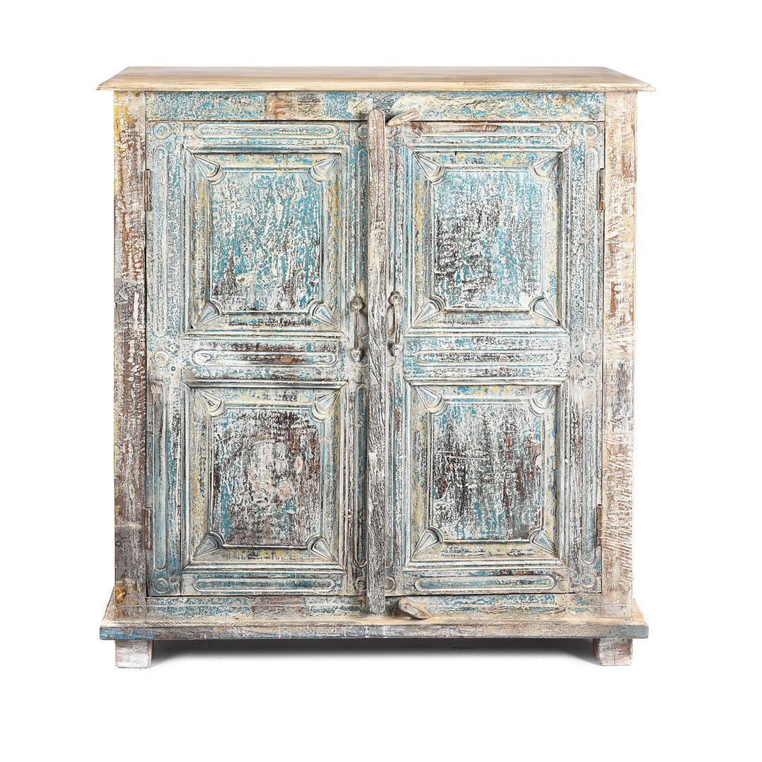 2 Door Indian Cabinet Made From Reclaimed Teak | Indigo Antiques