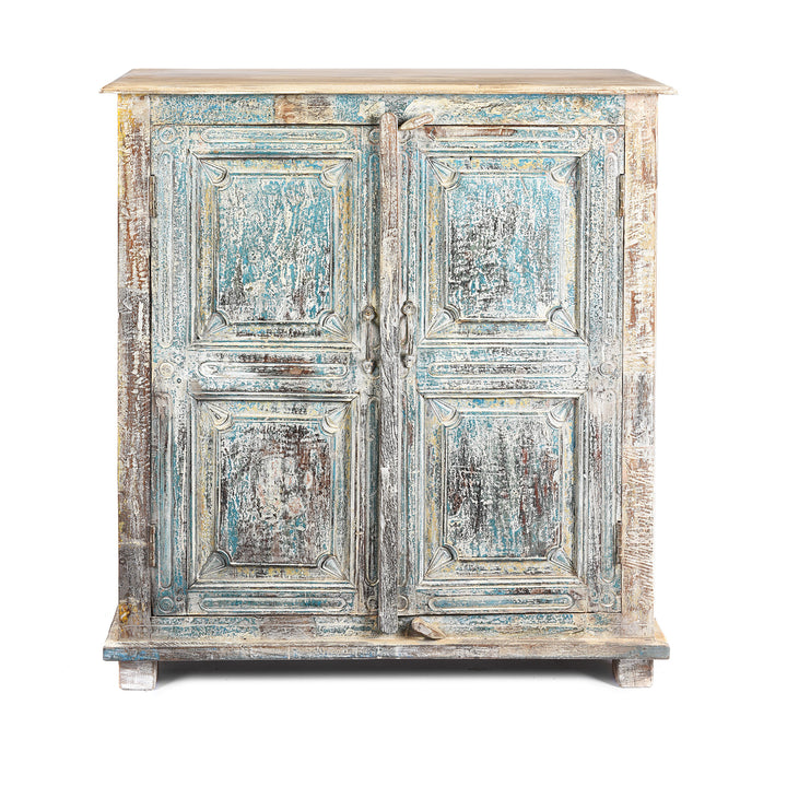 2 Door Indian Cabinet Made From Reclaimed Teak | Indigo Antiques