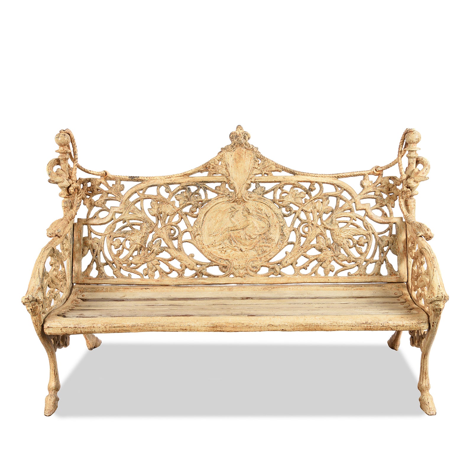 Cast Iron Indian Slatted Teak Bench - Ca 1900 | Indigo Antiques
