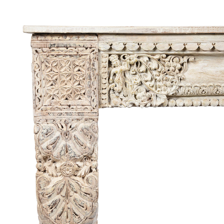 Corner Detail From Painted Console Table Made From Reclaimed Teak | Indigo Antiques