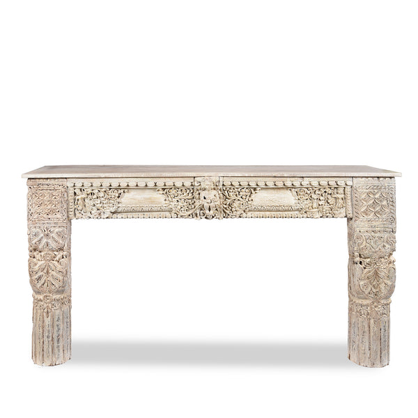 White Painted Console Table Made From Reclaimed Teak