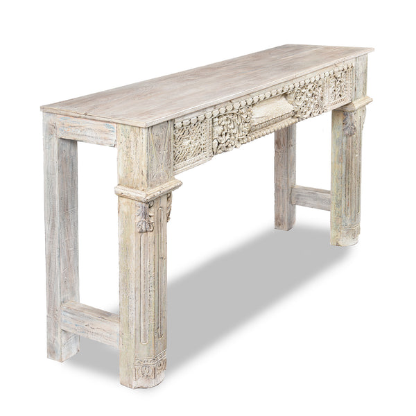 White Painted Console Table Made From Reclaimed Teak
