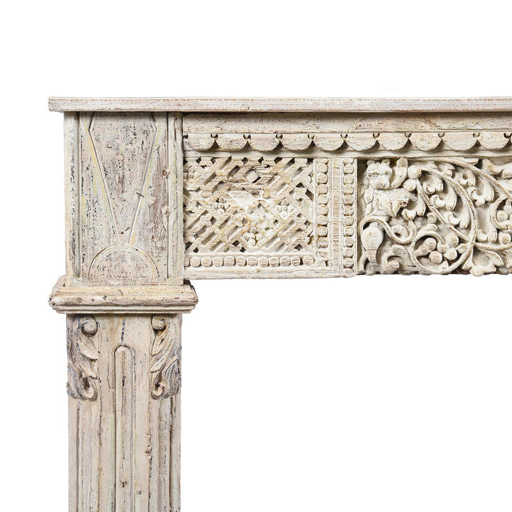 Corner Detail From Painted Console Table Made From Reclaimed Teak | Indigo Antiques