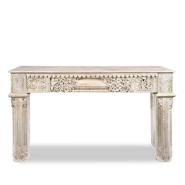 White Painted Console Table Made From Reclaimed Teak