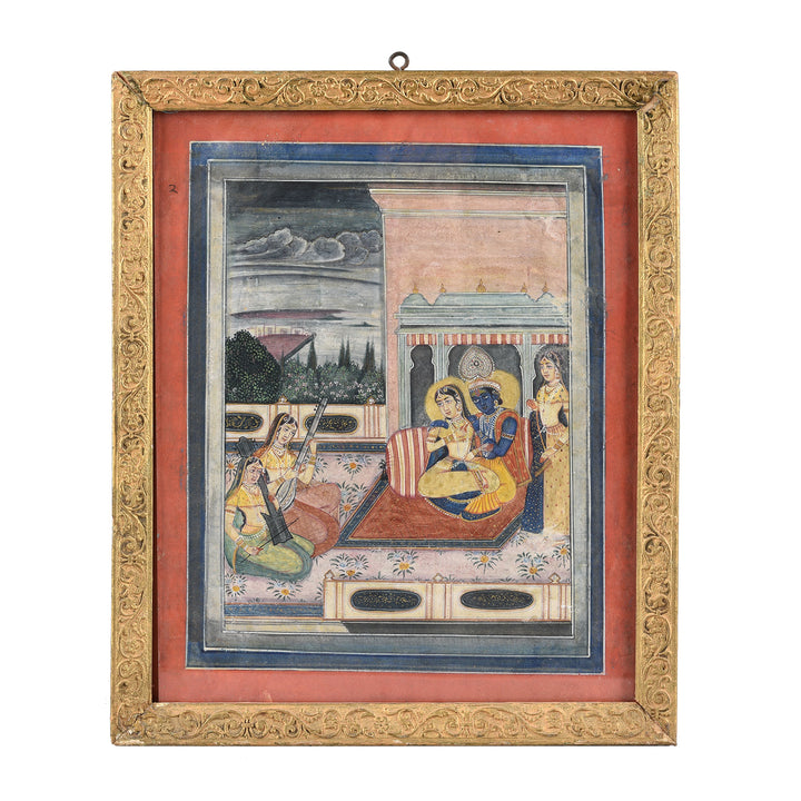 Antique Original Framed Indian Watercolour Of Krishna And Radha - 19thC | Indigo Antiques