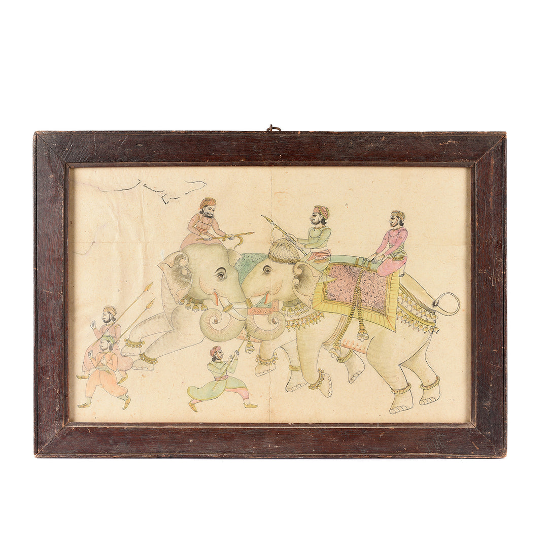 Antique Mewar School Pen & Ink Sketch Of Elephants - Ca 1900 | Indigo Antiques