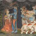 Original Framed Indian Watercolour Of Krishna And Radha - Ca 1900