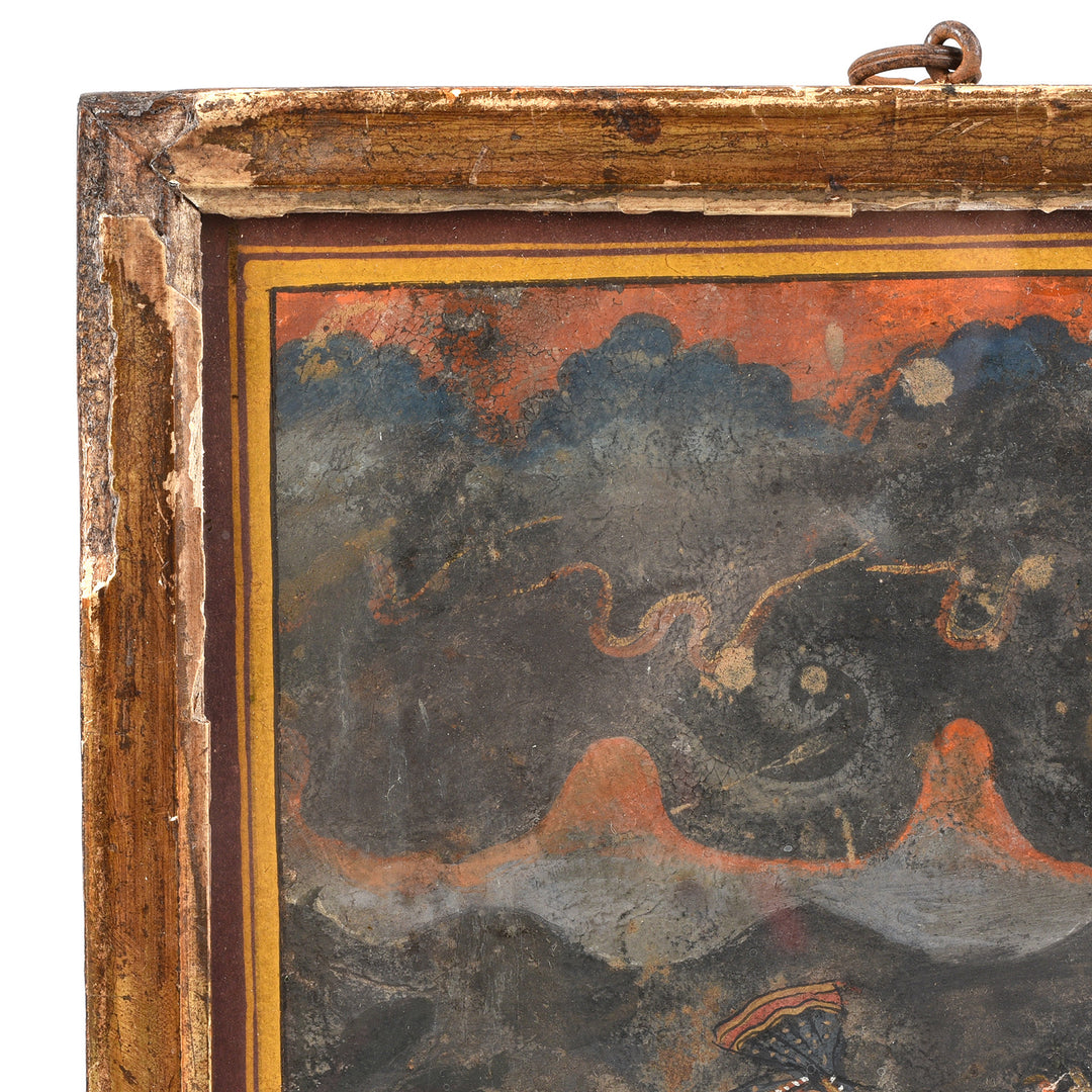 Corner Detail From Antique Original Framed Indian Watercolour Of Krishna And Radha - Ca 1900 | Indigo Antiques