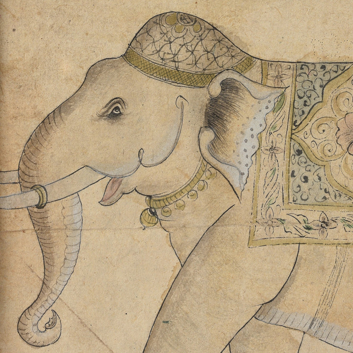 Detail From Antique Framed Pen And Ink Sketch Of An Elephant - Ca 1900 | Indigo Antiques