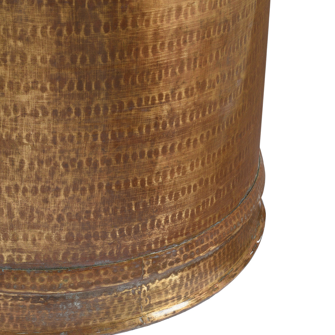 Bottom Detail From Antique Old Brass Planter From Rajasthan - Ca 1900 | Indigo Antiques