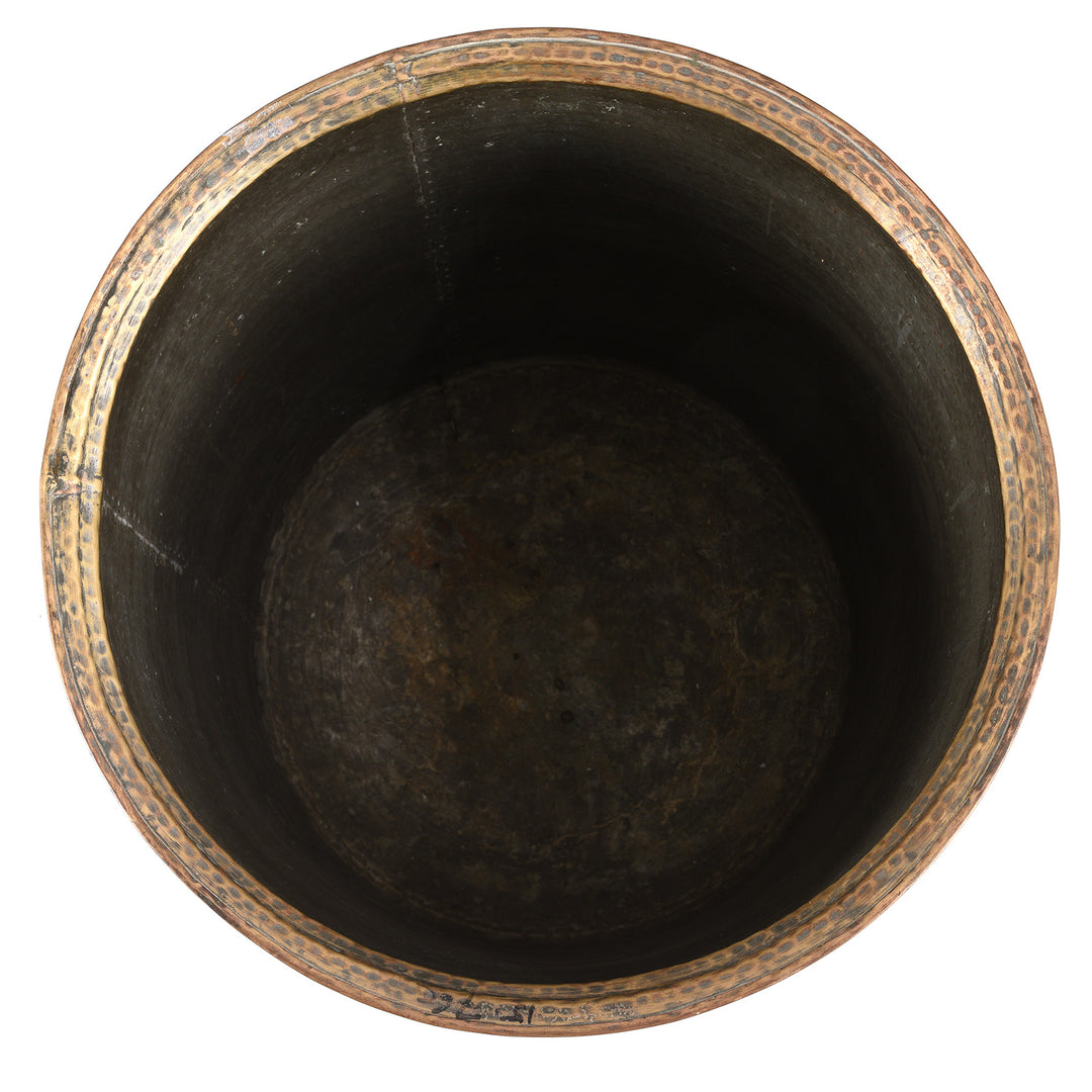 Interior Of Antique Old Brass Planter From Rajasthan - Ca 1900 | Indigo Antiques