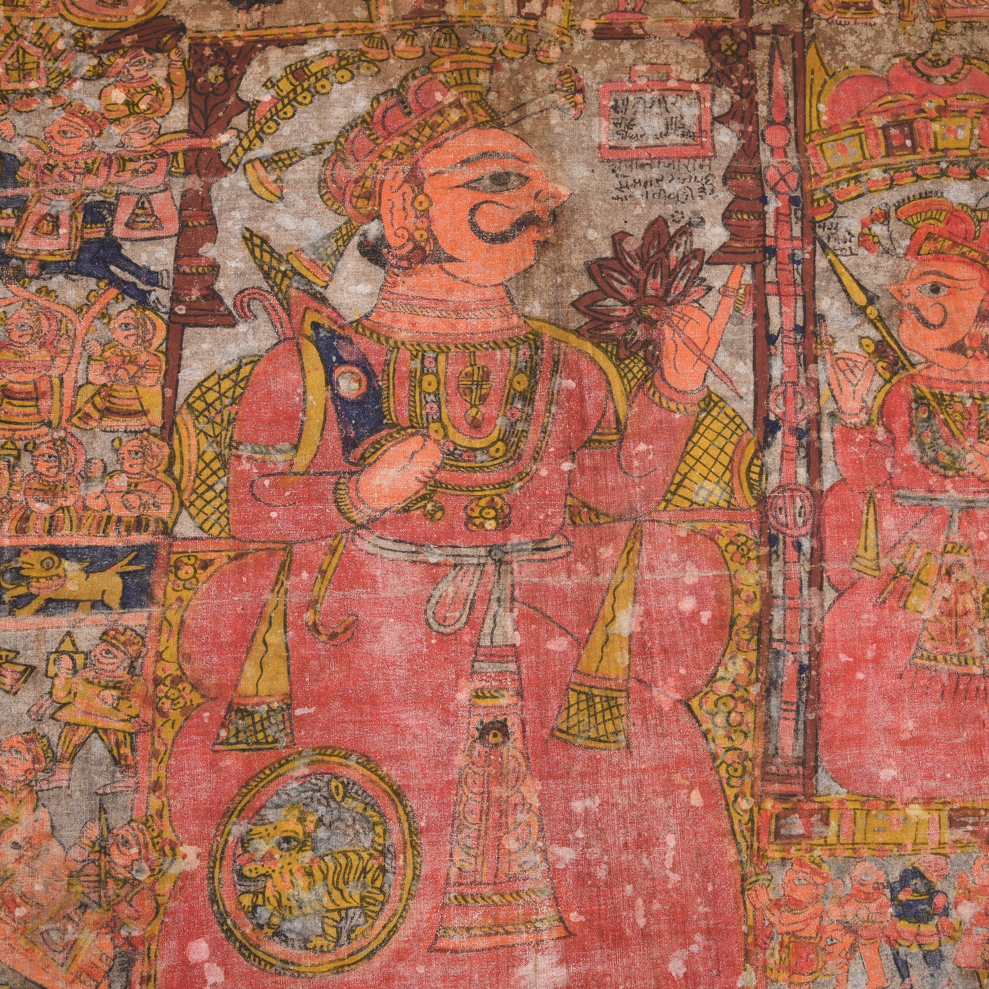 Detail From Antique Pabuji Ki Phad Painting On Cotton - Circa 1900 | Indigo Antiques
