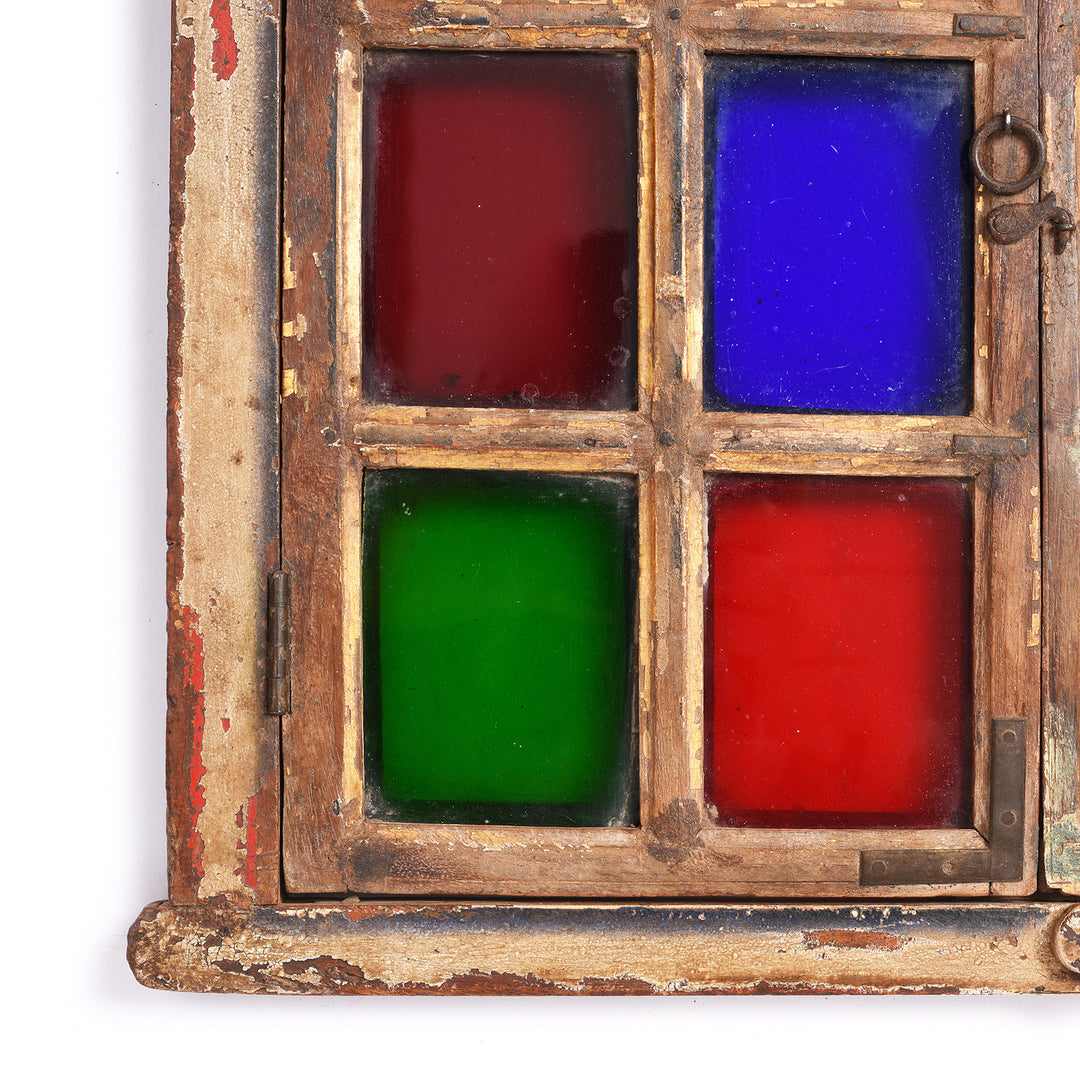 Detail From Antqiue Painted Family Temple Window From Rajasthan - 19th Century | Indigo Antiques