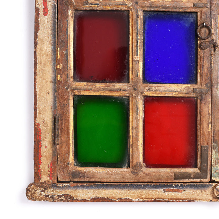Detail From Antqiue Painted Family Temple Window From Rajasthan - 19th Century | Indigo Antiques
