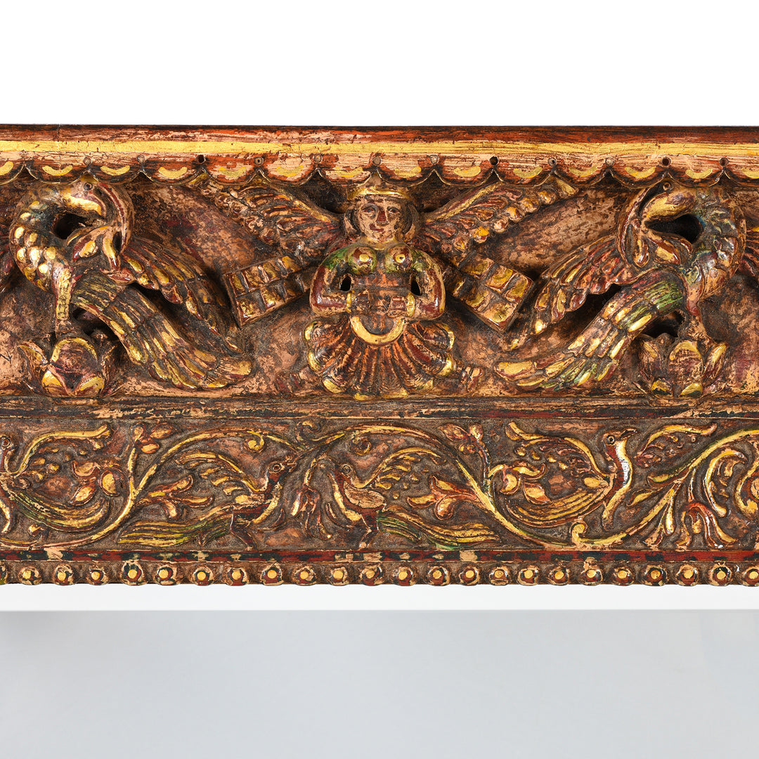 Character Carving From Carved And Gilded Teak Mirror From Gujarat | Indigo Antiques
