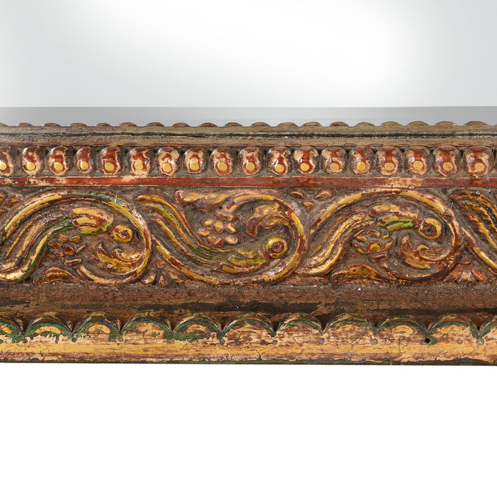 Floral Carving Detail From Carved And Gilded Teak Mirror From Gujarat | Indigo Antiques