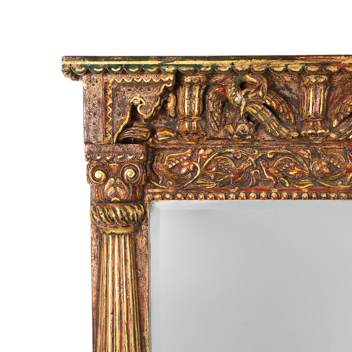 Corner Detail From Carved And Gilded Teak Mirror From Gujarat | Indigo Antiques