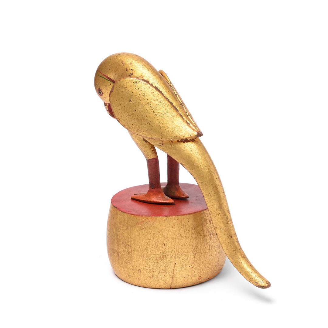 Rear View Of A Carved And Gilded Teak Parrot From Bikaner - Circa 1920 | Indigo Antiques