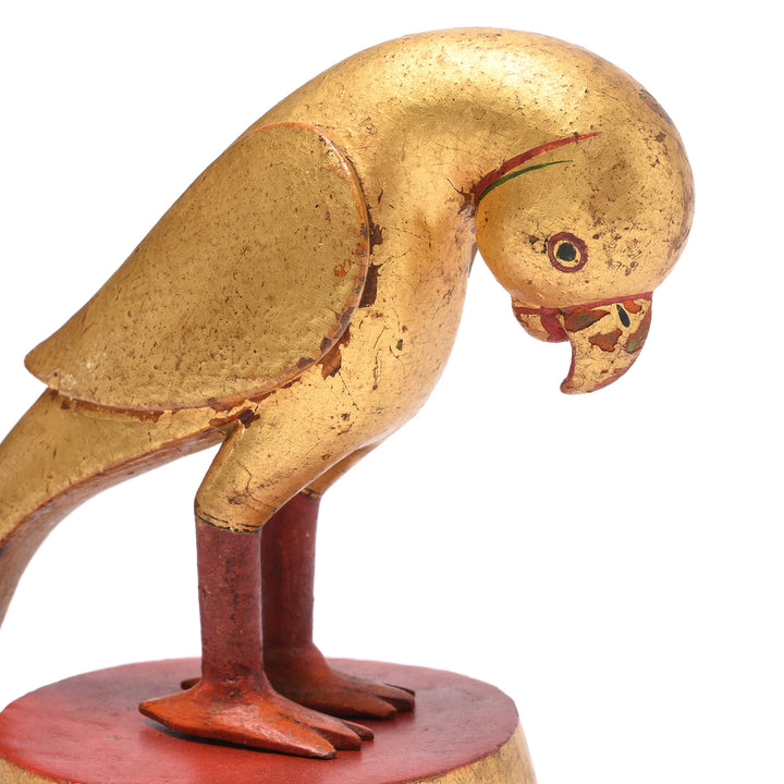 Detail From A Carved And Gilded Teak Parrot From Bikaner - Circa 1920 | Indigo Antiques