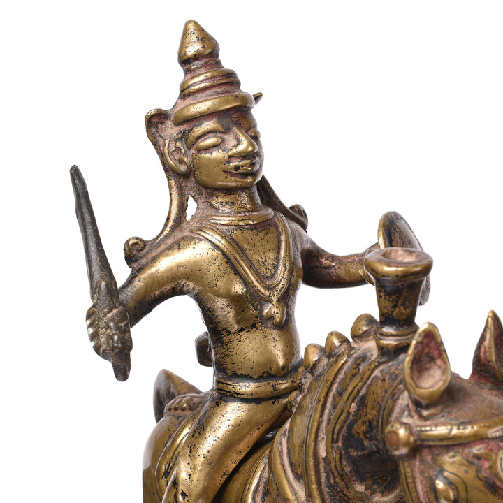 Rider Detail From Antique Brass Horse & Kahndoba From The Deccan - 18th Century | Indigo Antiques