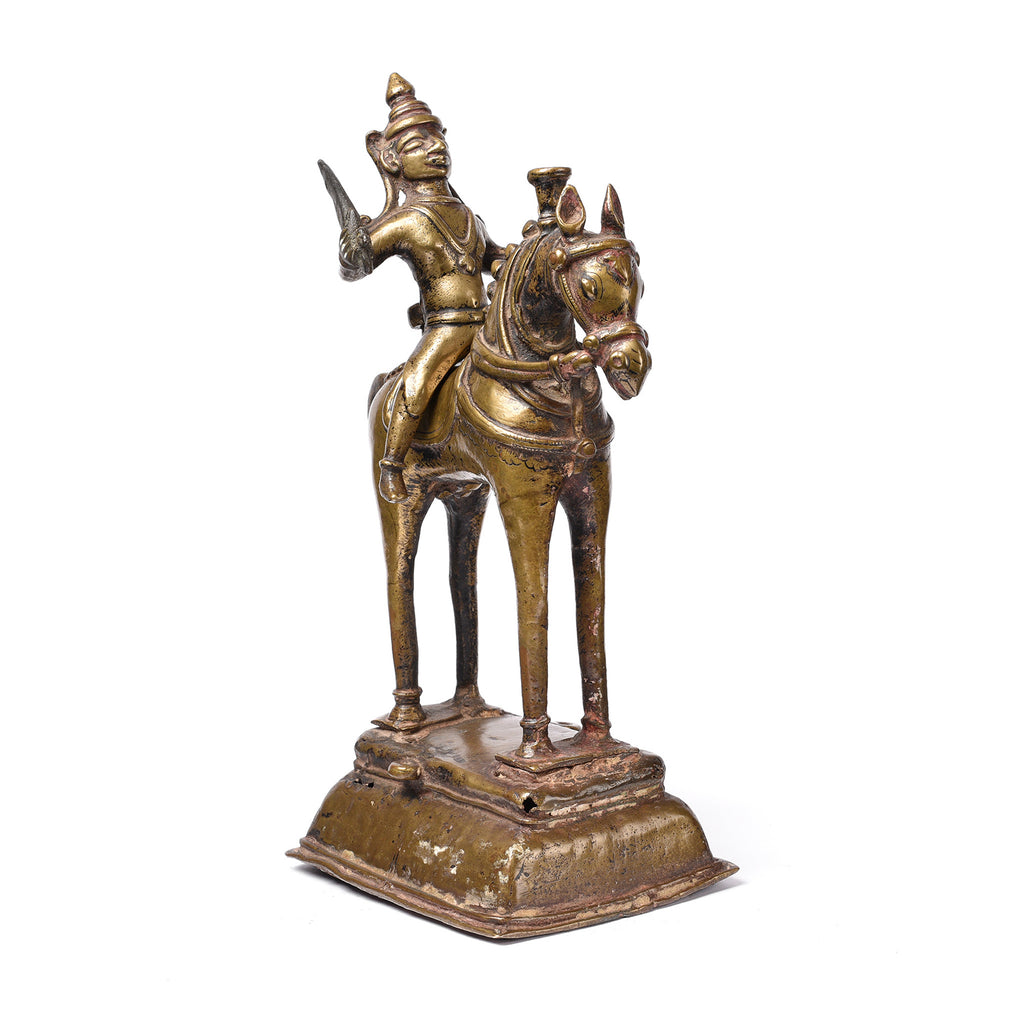 Brass Khandoba & Horse From Maharashtra - 18th Century