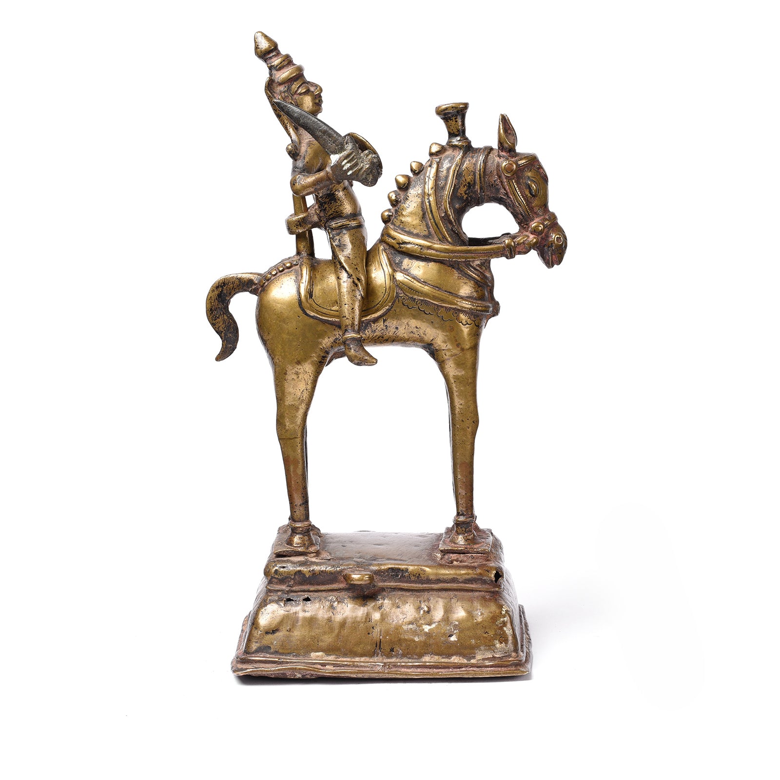 Brass Horse & Khandoba From The Deccan - 19th Century Brass Horse & Khandoba From The Deccan - 19th Century