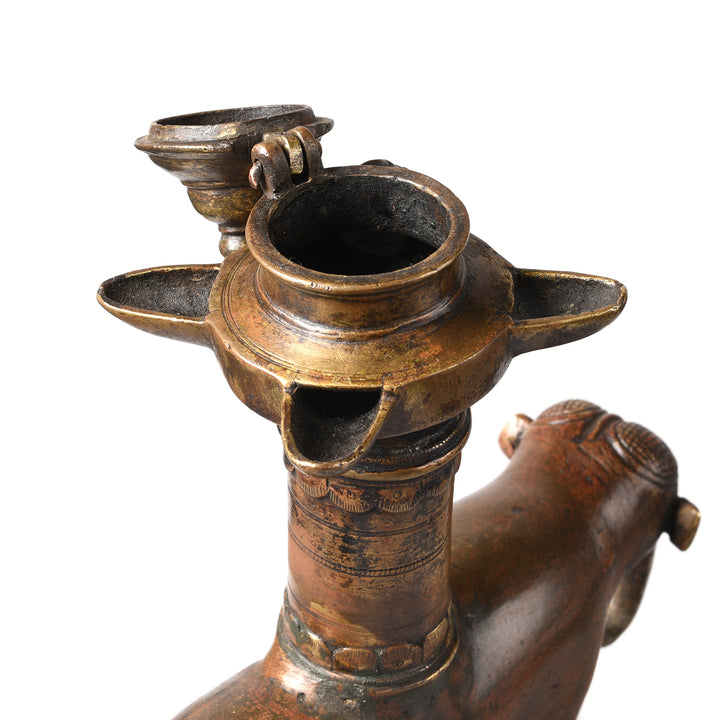 Detail From Antique Brass Elephant Lamp From Kerala - Early 19th Century | Indigo Antiques