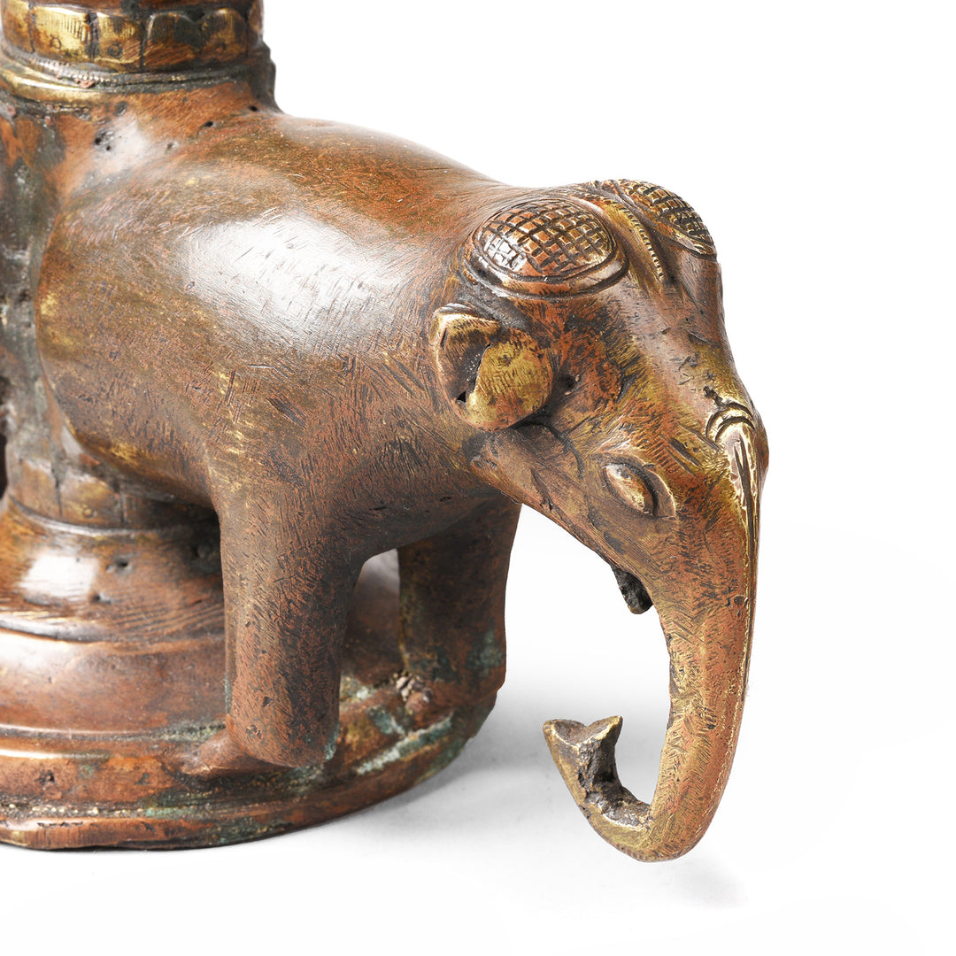 Detail From Antique Brass Elephant Lamp From Kerala - Early 19th Century | Indigo Antiques