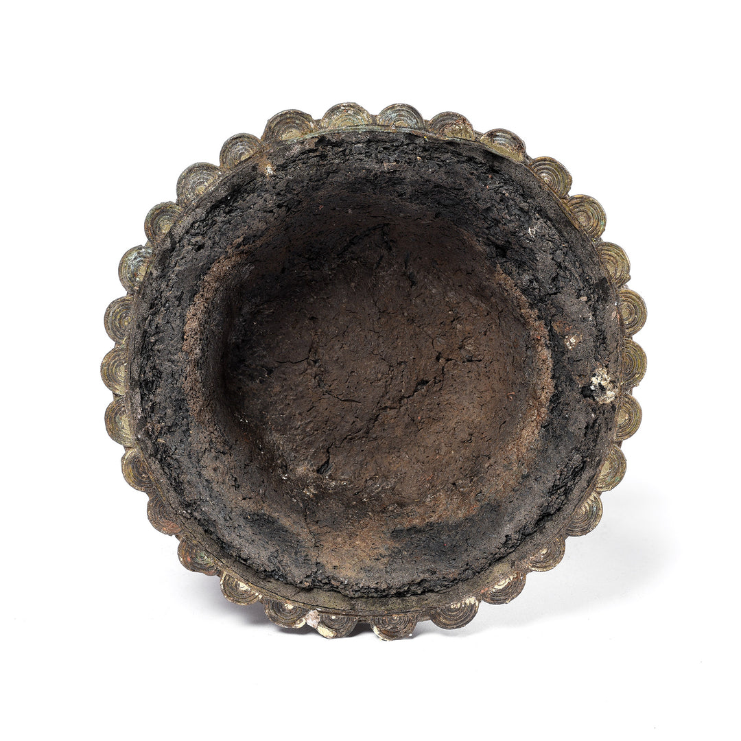 Underneath Of Base From Antique Brass Dhokra Work Lamp From Orissa - Ca 1920 | Indigo Antiques